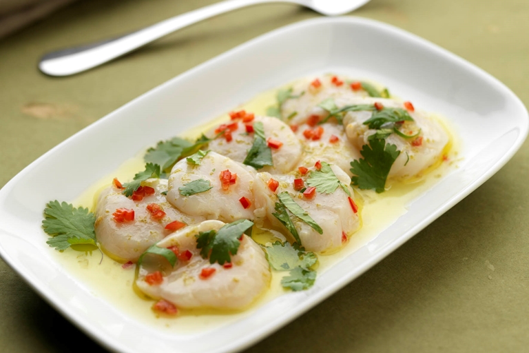 Scallop carpaccio with basil, coriander and mint Great British Chefs