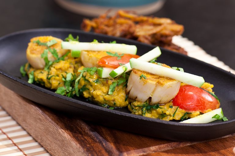 Curried Scallops Recipe With Dhal and Coconut Great British Chefs
