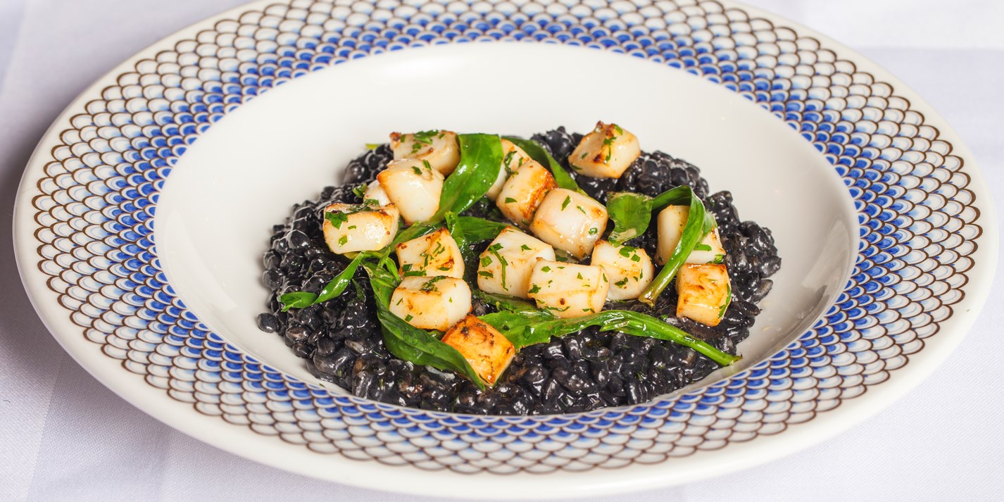 Squid Ink Spelt Risotto Recipe Great British Chefs