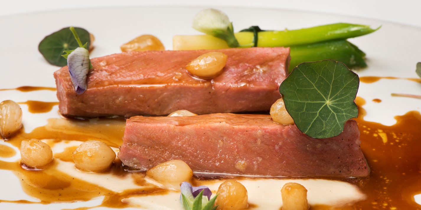 Rhubarb and Leek Lamb Loin Recipe Great Italian Chefs