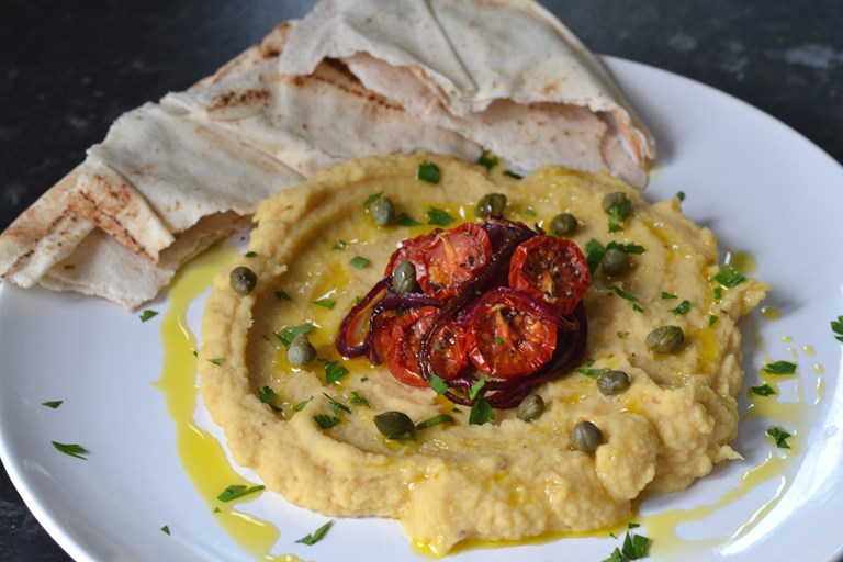 Yellow Split Pea Purée Recipe with Roasted Tomatoes Great British Chefs