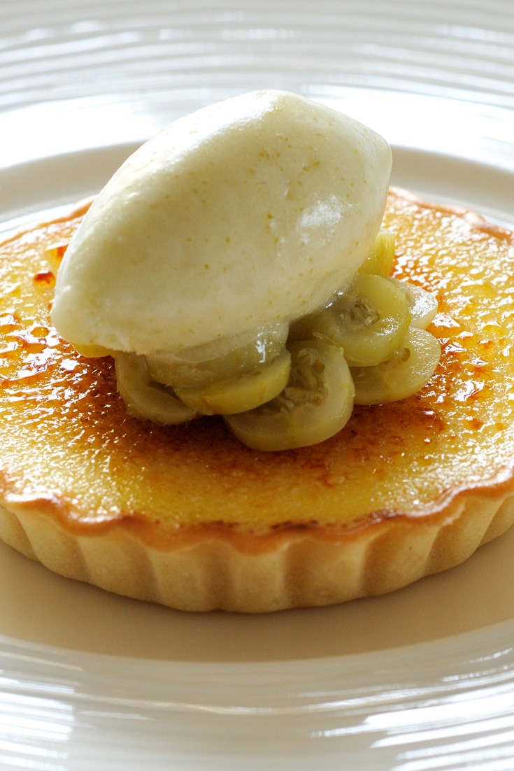 Gooseberry Custard Tart Recipe & Ginger Sorbet - Great British Chefs