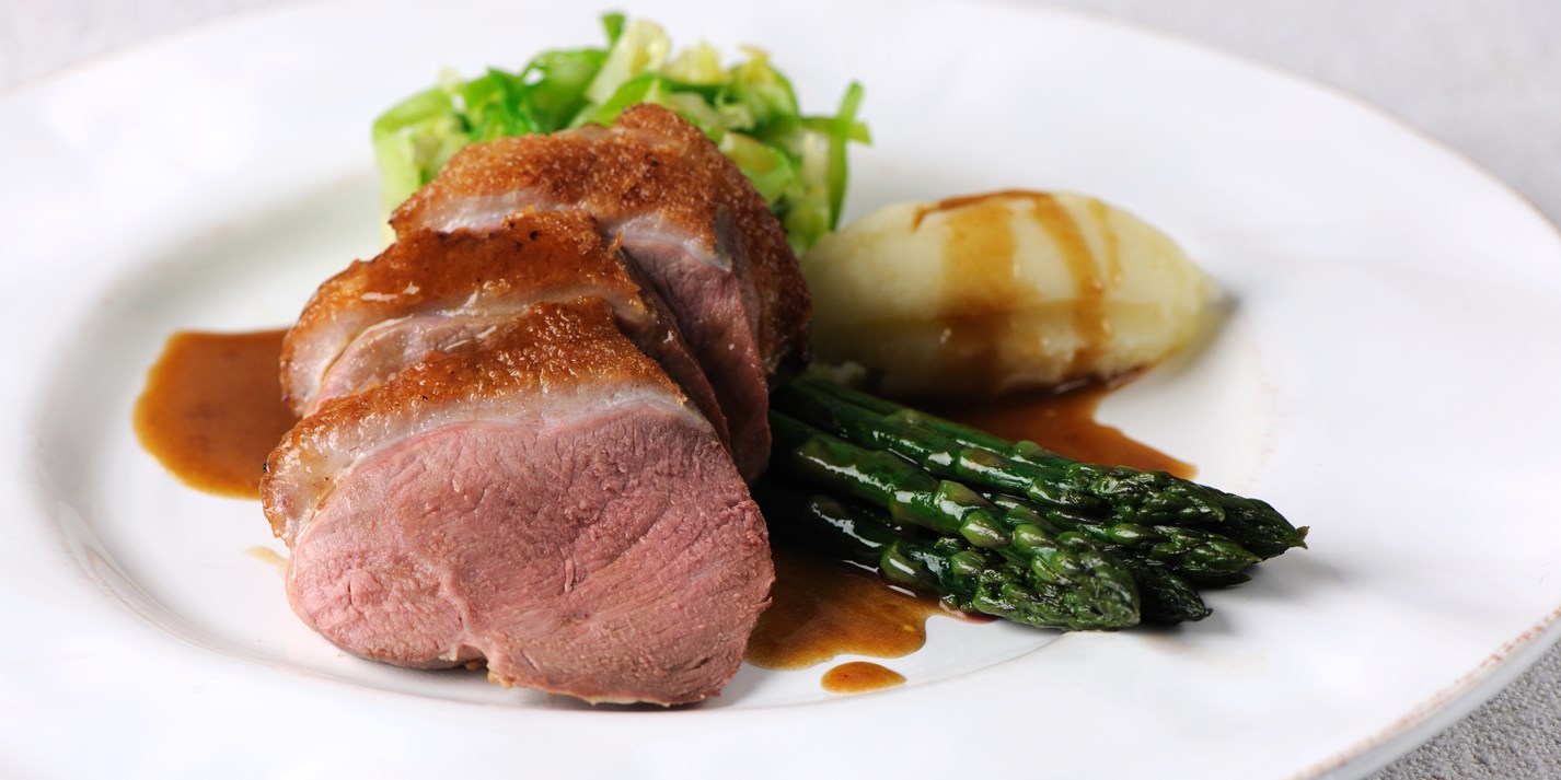 Roast Duck Breast with asparagus Recipe Great British Chefs