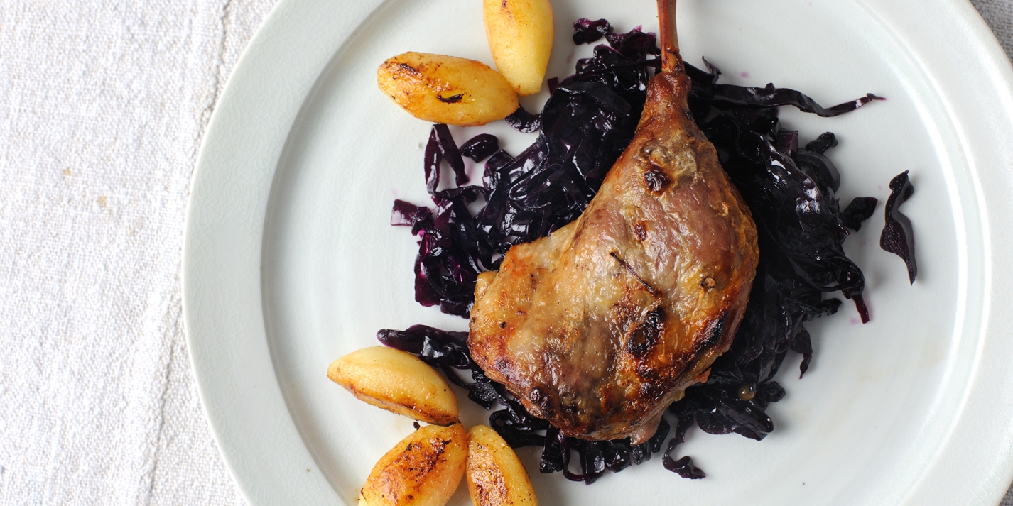 Braised Duck Leg Recipe, Red Cabbage & Apples - Great British Chefs
