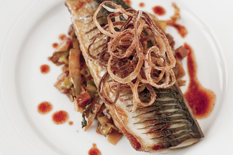 Mackerel Fillet & Chorizo-Braised Leeks - Great British Chefs