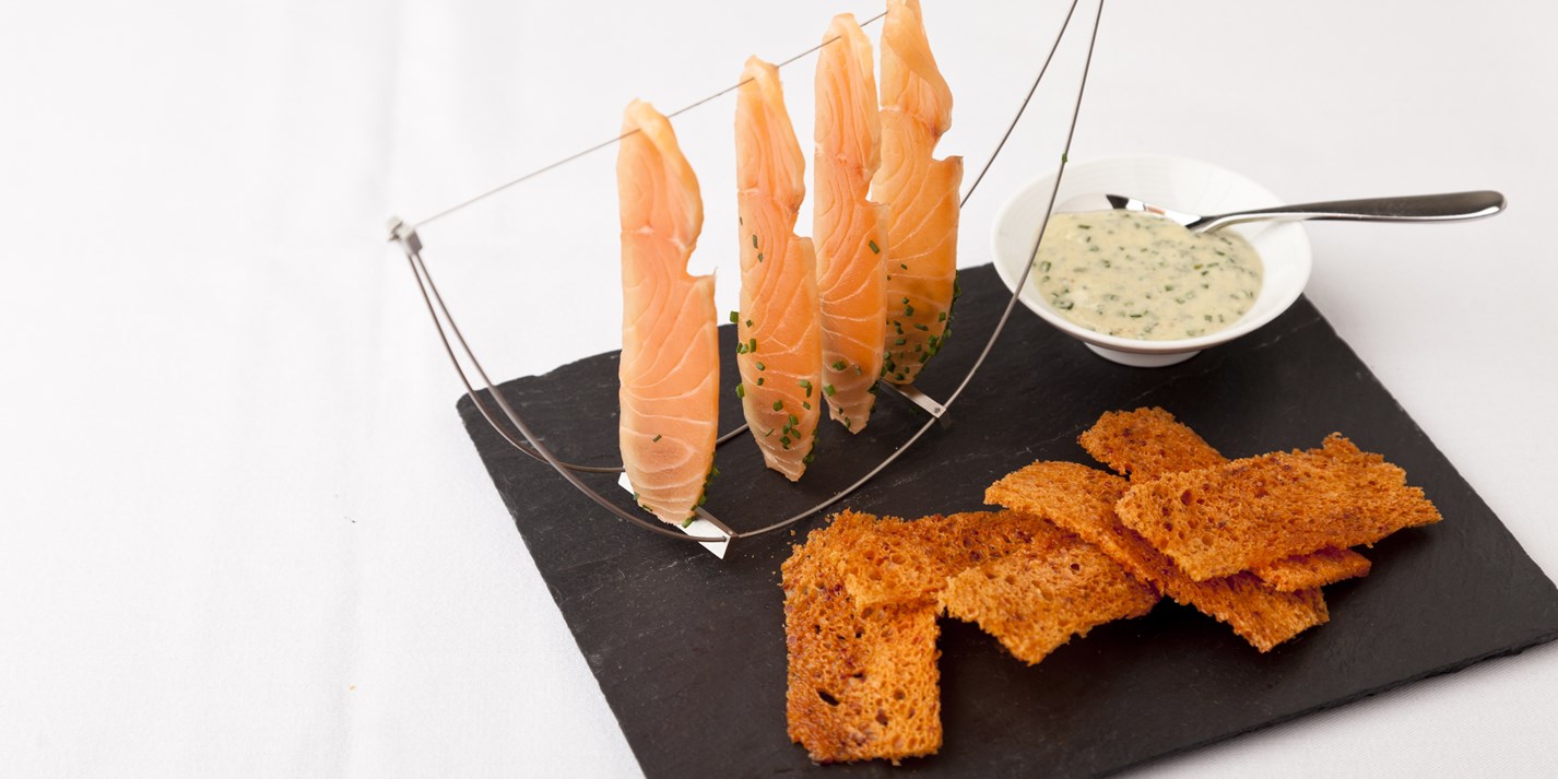 Salmon Recipe With Oyster Mayonnaise and Croutons Great British Chefs