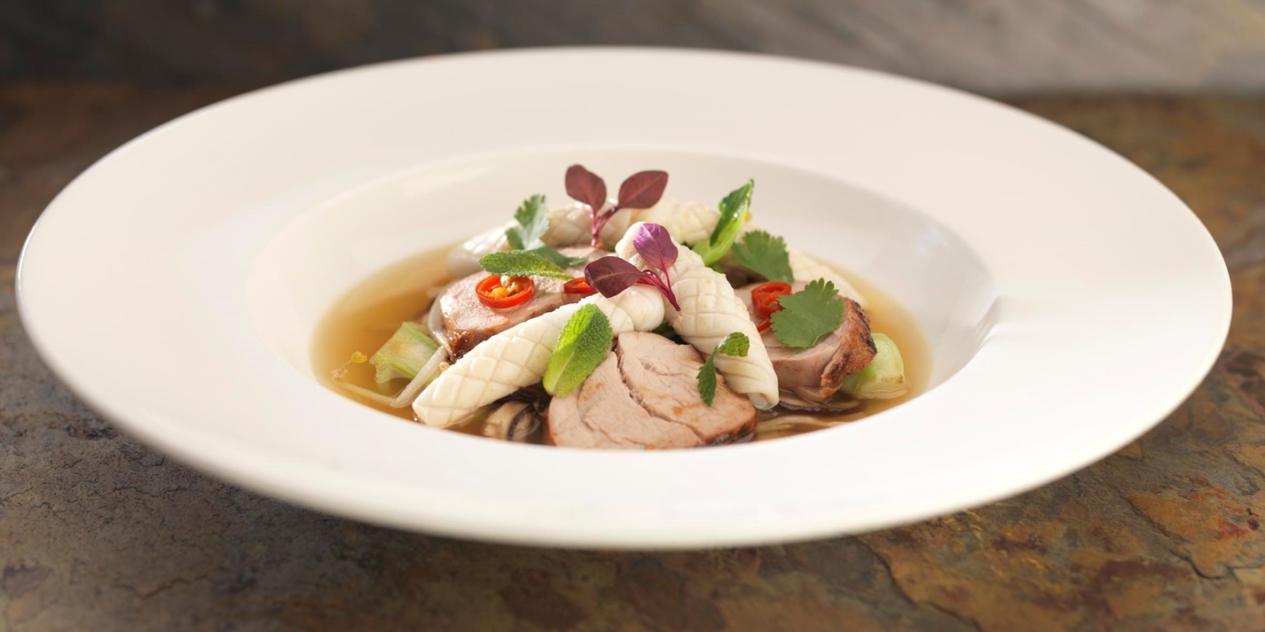 Hoisin Marinated Pork In Squid Broth Great British Chefs