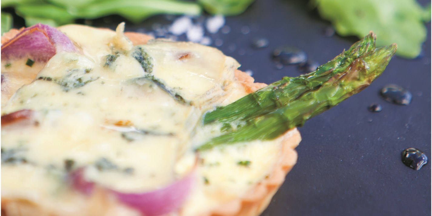 Asparagus Red Onion Blue Cheese Tarts Recipe Great British Chefs