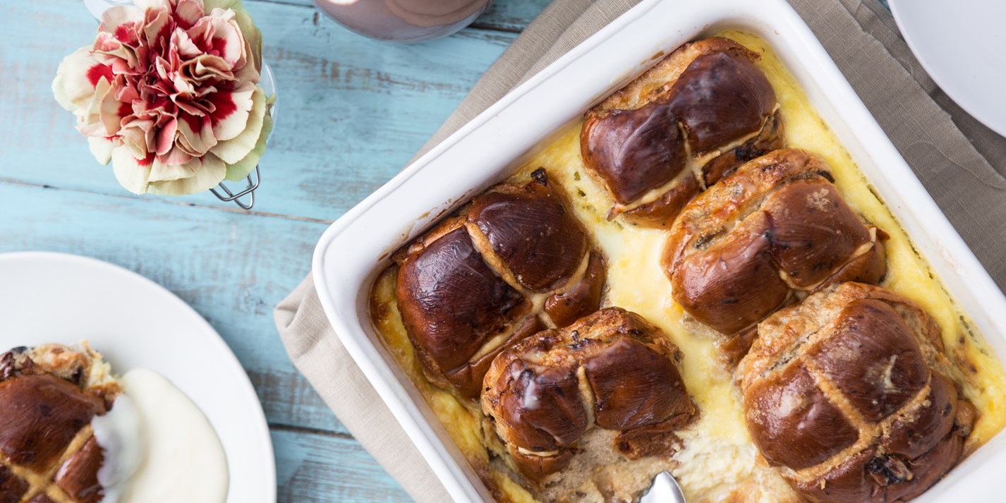 Hot cross bun bread and butter pudding recipe Great