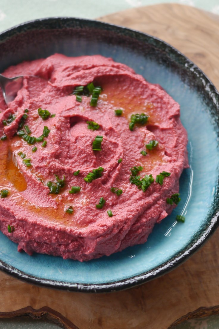 Beetroot Hummus Recipe with Squid Ink Flatbreads Great British Chefs