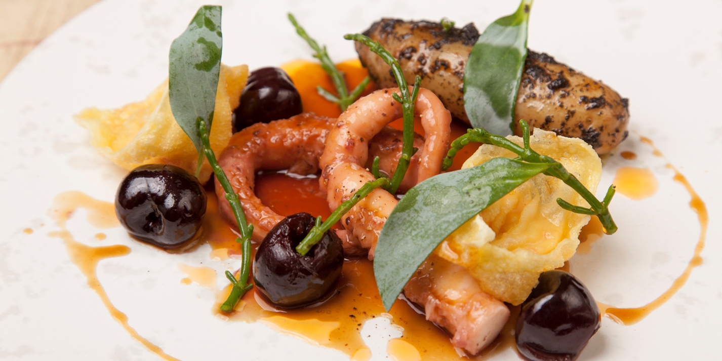 Octopus With Lobster and Scallop Wontons Recipe Great