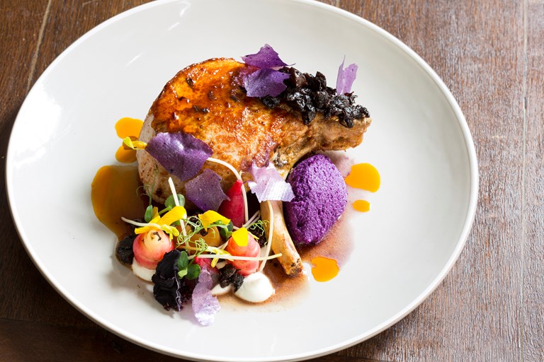 Peruvian Pork Chop Recipe with Red Cabbage and Prunes 