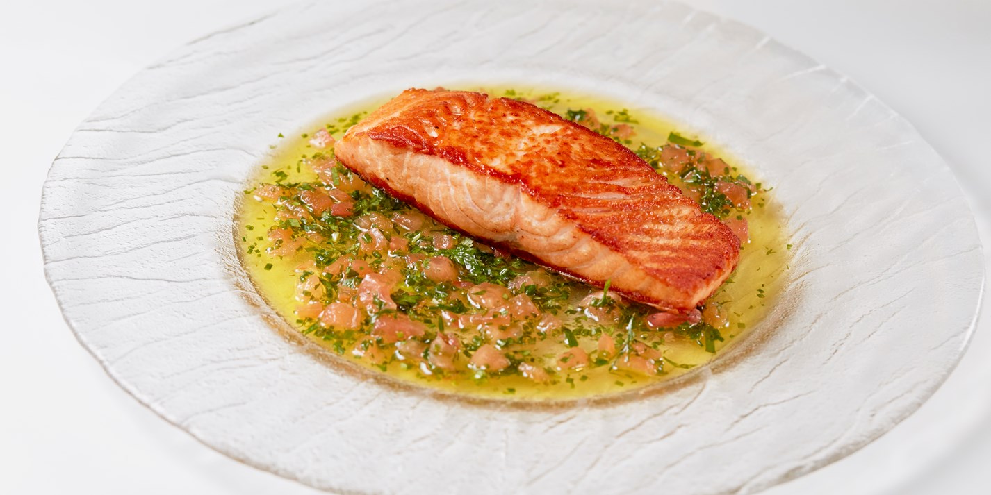 Sauce Vierge with Pan-fried Salmon Recipe - Great British 