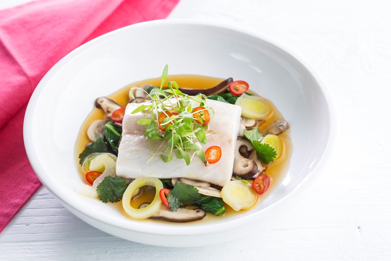 Sea Bass with Mushroom Broth Recipe Great British Chefs