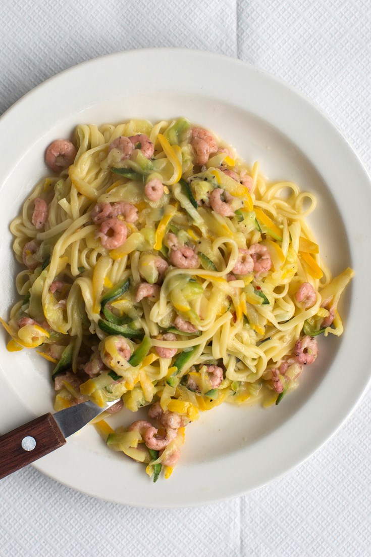 Tagliarini Recipe with Brown Shrimp and Courgette - Great British Chefs