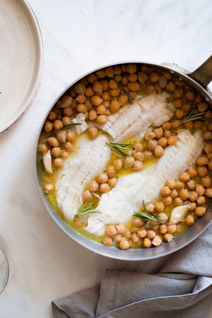 Poached Cod with Chickpeas Recipe - Great Italian Chefs