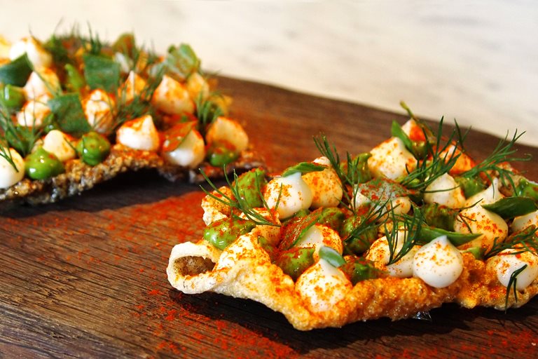 Crispy Fish Skin Canapé Great British Chefs