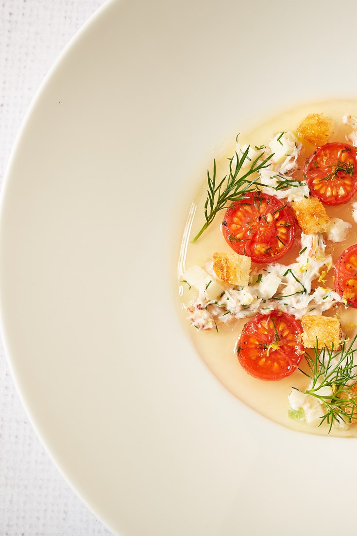 Piccolo Tomato Consommé Recipe with Crab Great British Chefs