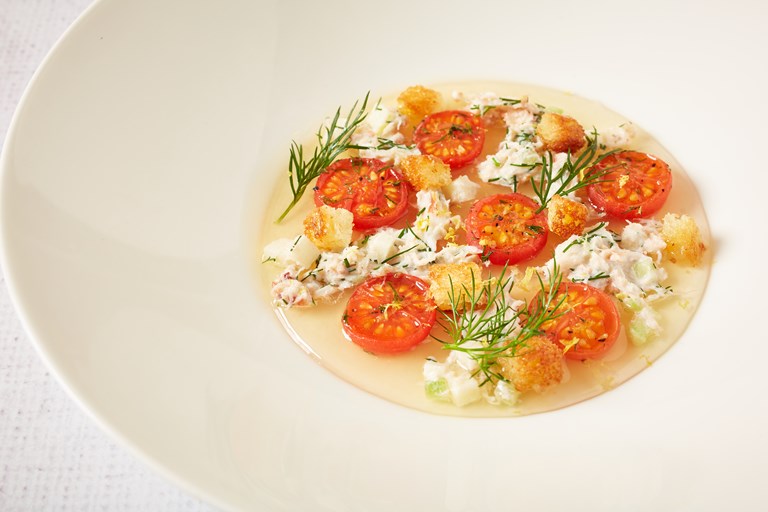 Piccolo Tomato Consommé Recipe with Crab Great British Chefs