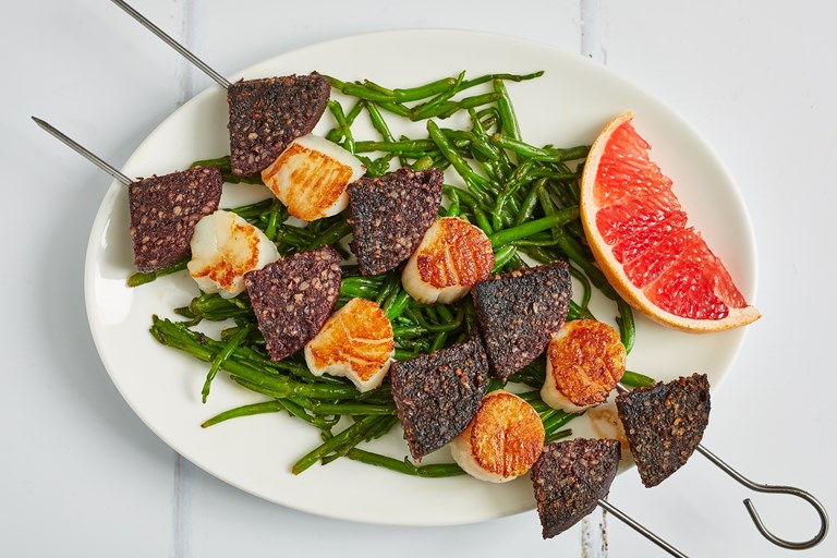 Black Pudding and Scallop Skewers Recipe Great British Chefs