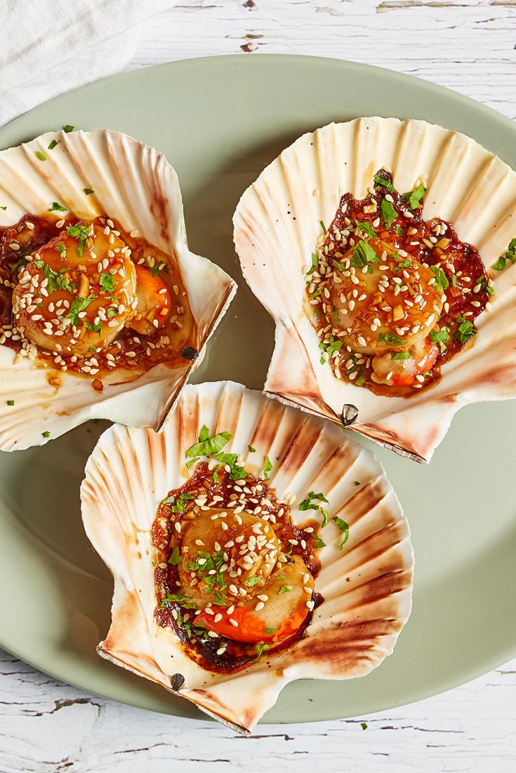 Grilled Scallops with Oyster Sauce and Sesame - Great British Chefs