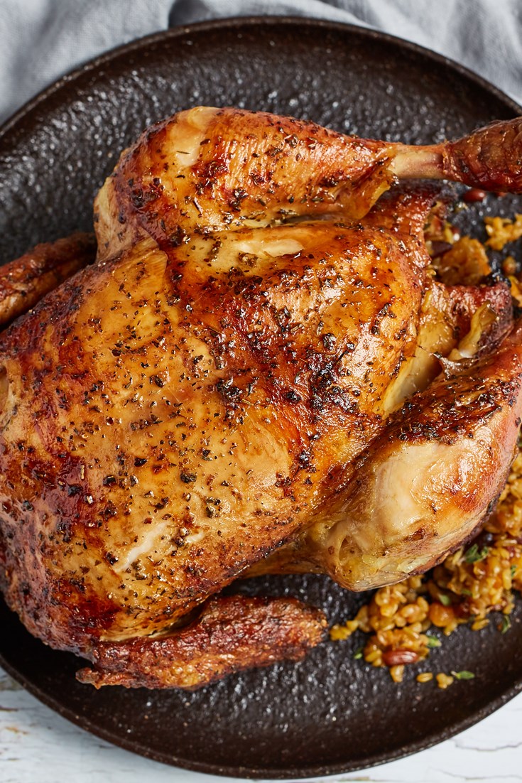 Rotisserie Chicken with Dried Apricot and Pine Nut Stuffing Recipe