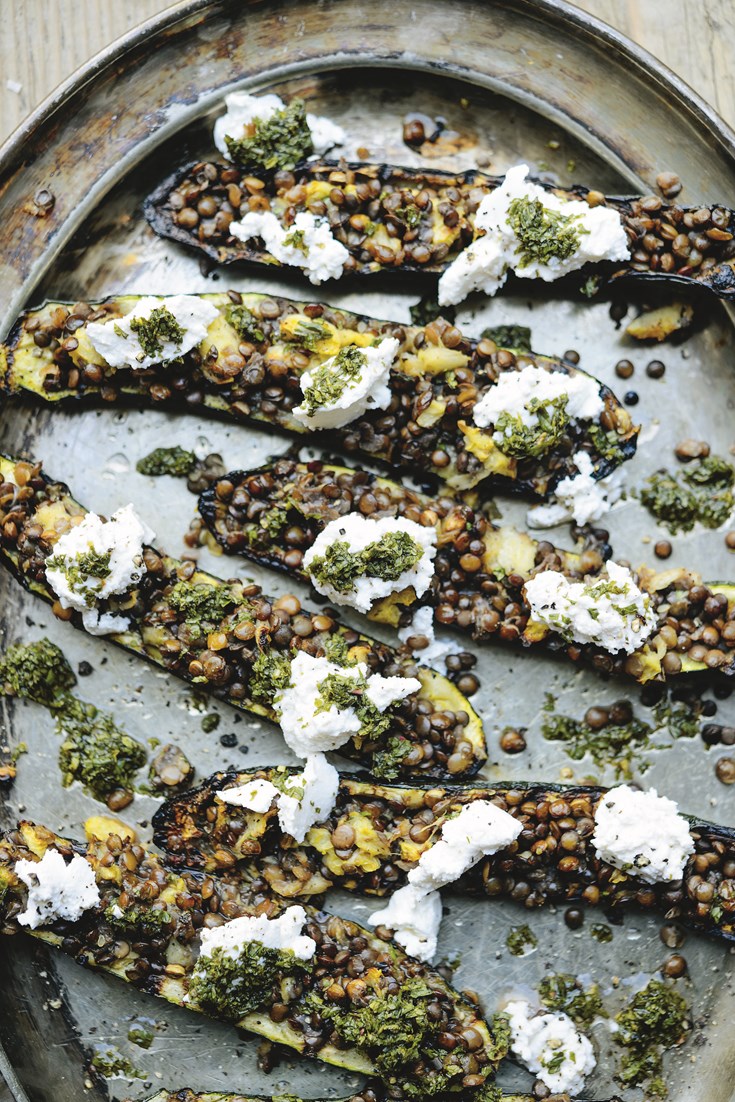 LentilStuffed Courgettes with Ricotta and Mint Recipe Great British