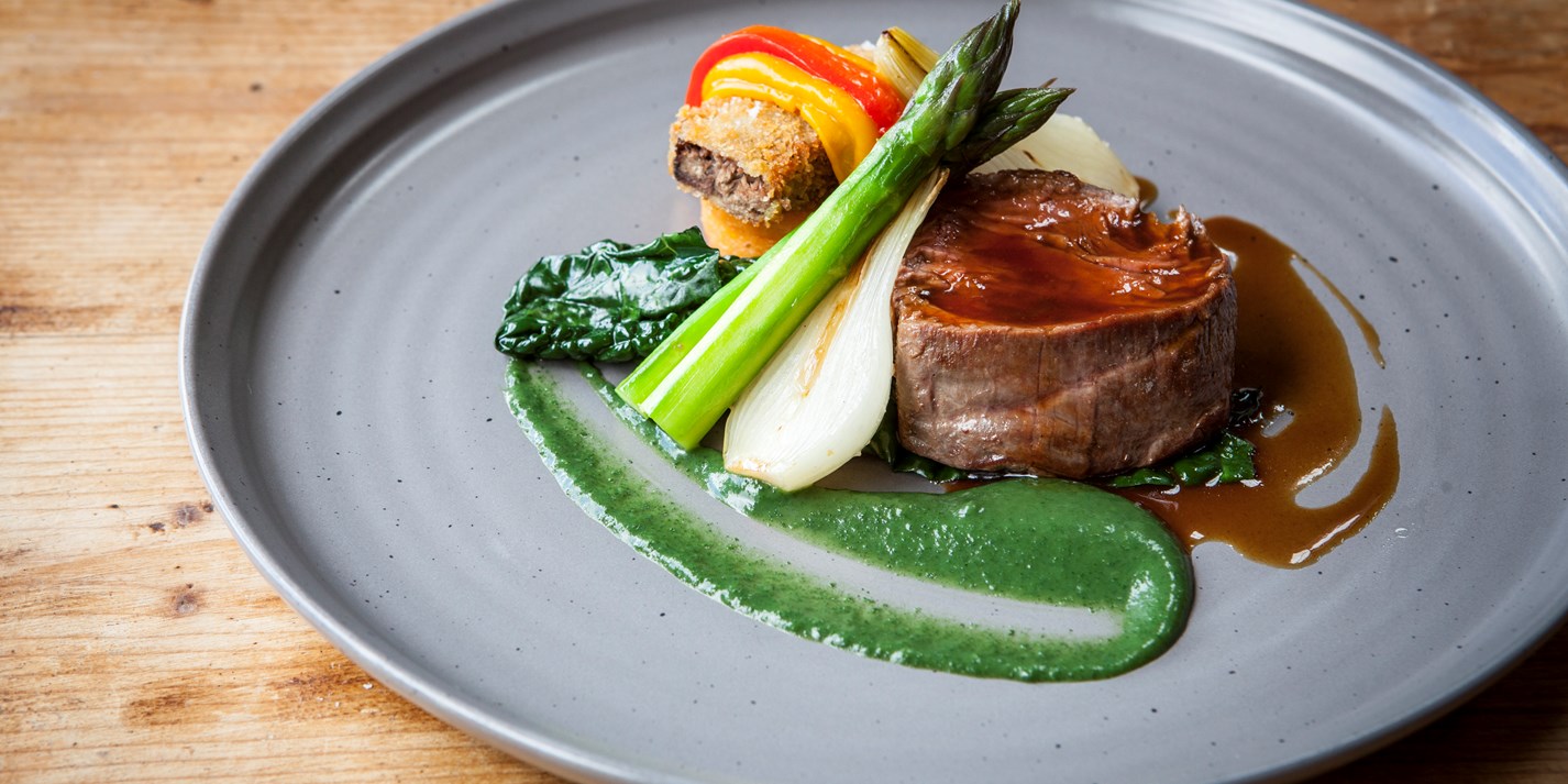 Fillet of Beef with Breaded Ox Cheek and Nettle Purée Recipe Great