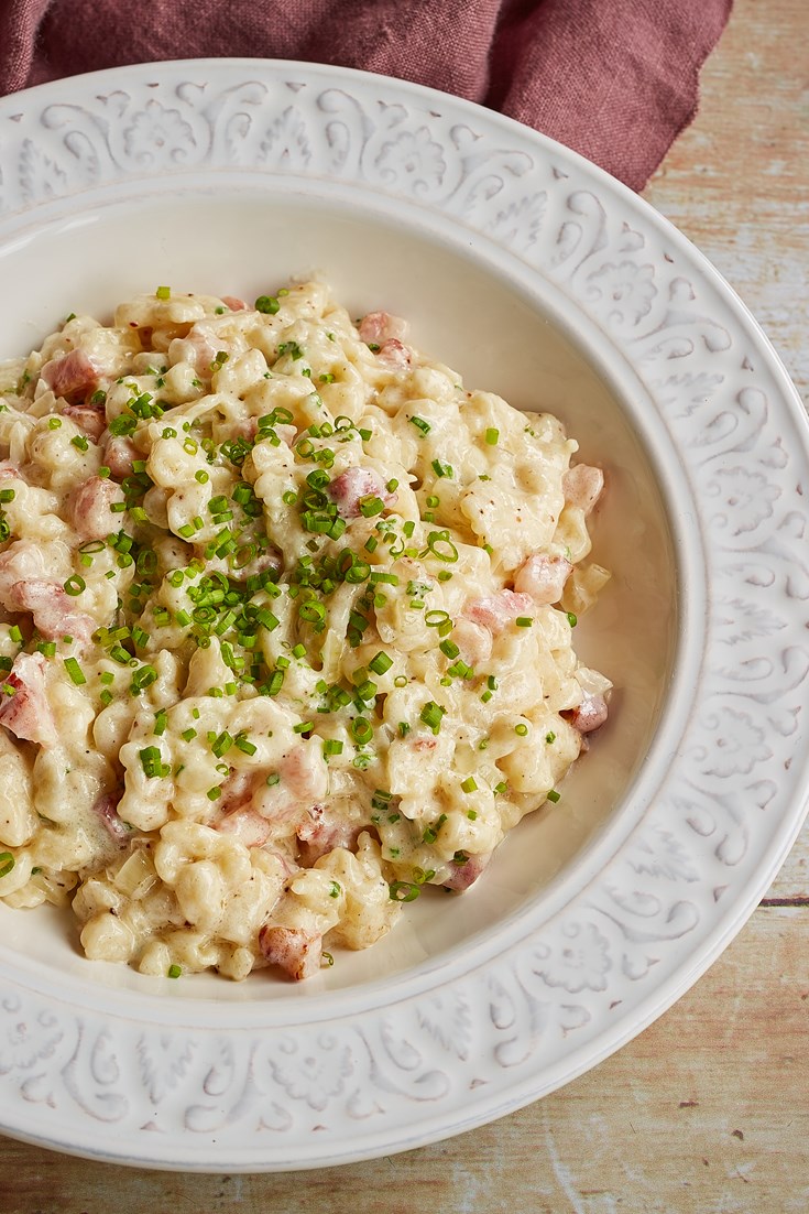 Spätzle with Ham and Cream Sauce Recipe - Great Italian Chefs Spätzle with Ham and Cream Sauce Recipe - Great Italian Chefs
