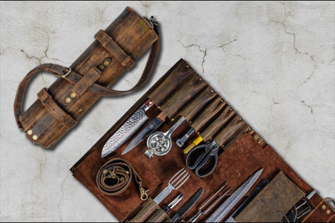 Win a leather knife roll worth £150