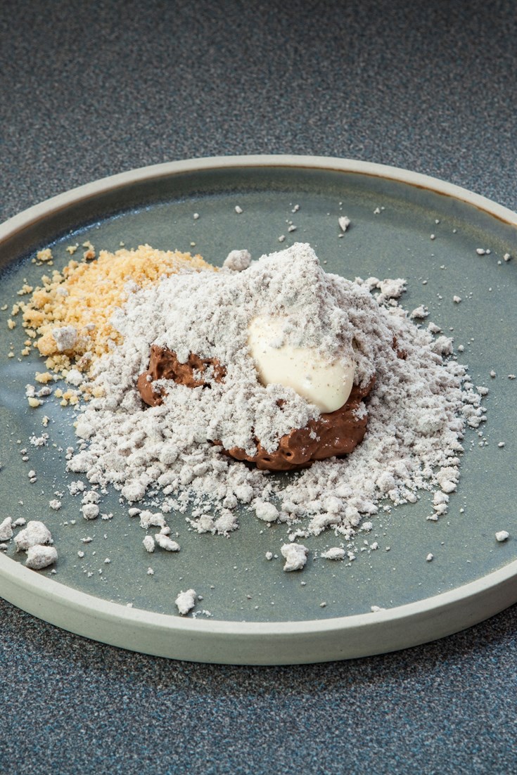 Sea Salt Ice Cream with Lemon Curd, Chocolate and Almonds Recipe