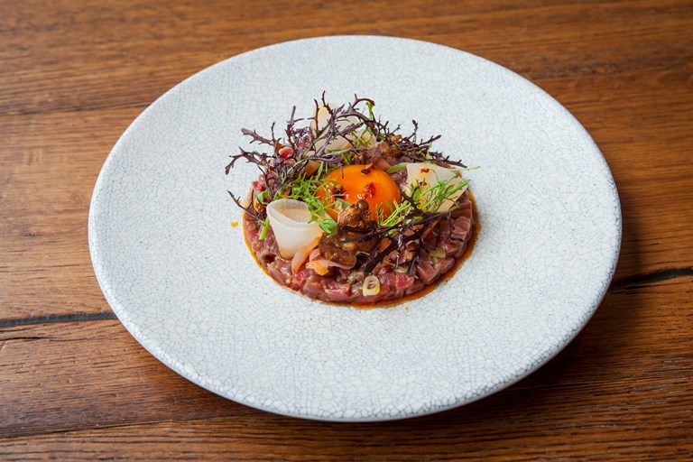 Beef Tartare Recipe With Soy Glazed Egg Yolk Great British Chefs