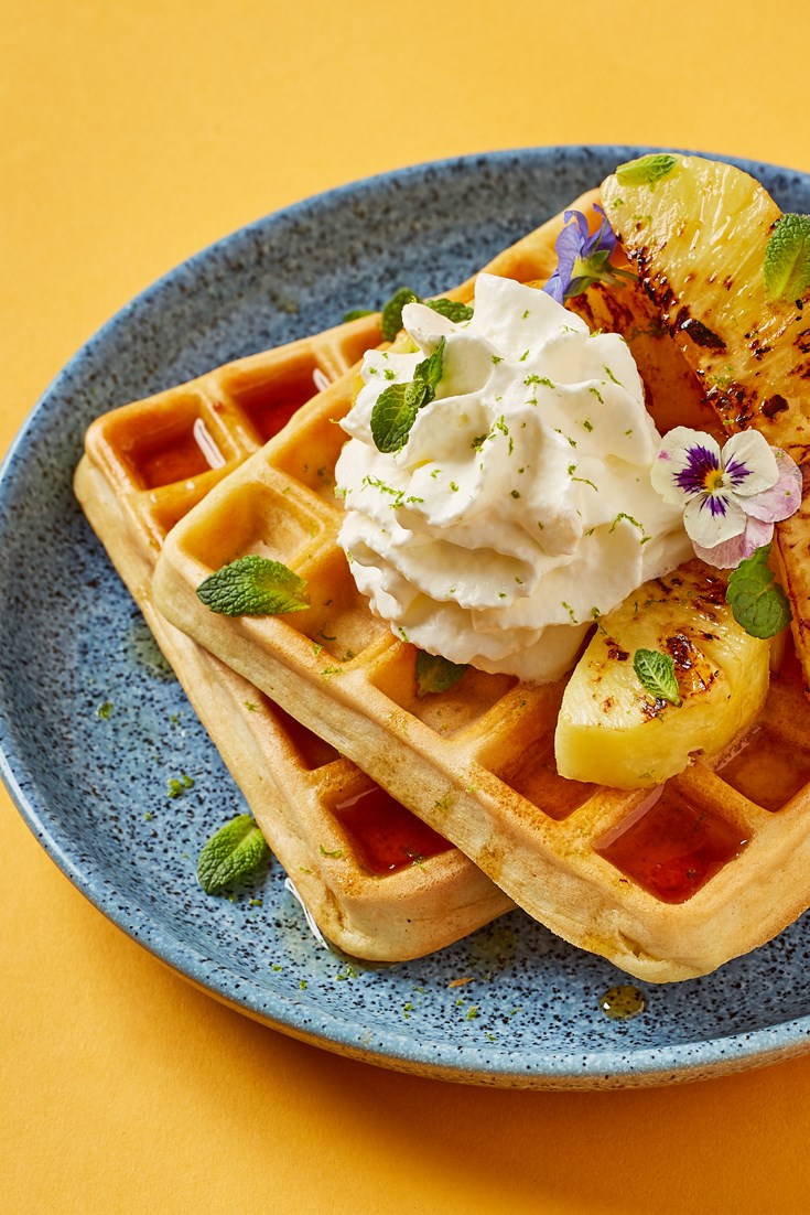 Coconut and Lime Waffles with Caramelised Pineapple Recipe Great