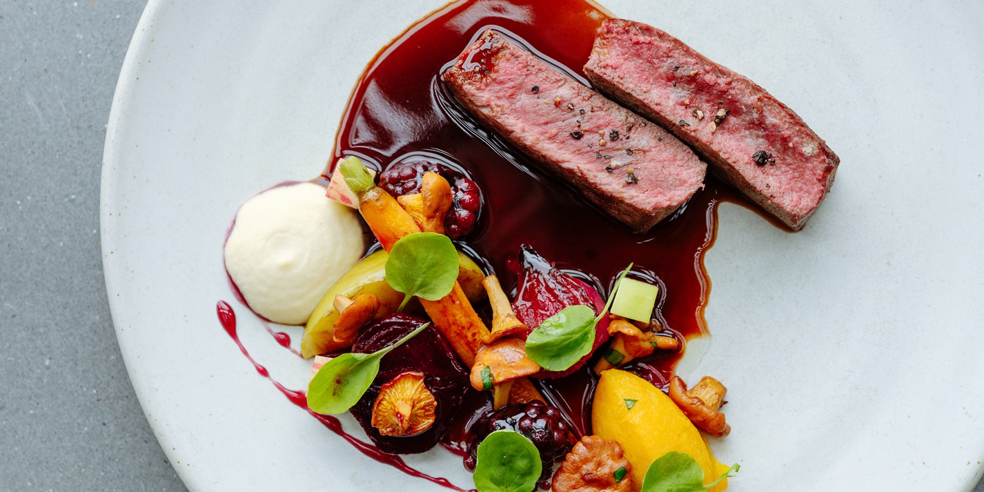 Venison with Roasted Root Vegetables and Red Wine Sauce Recipe Great British Chefs