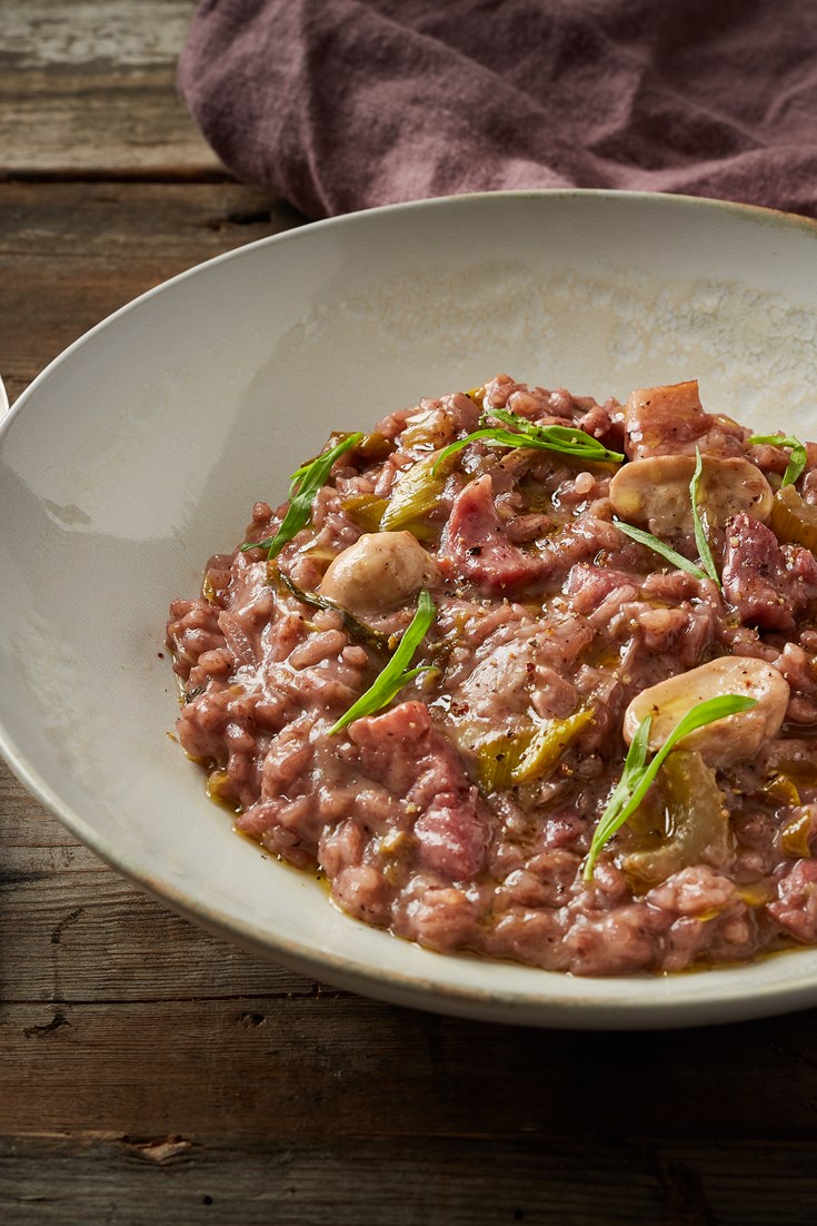 Red Wine, Bacon and Tarragon Risotto Recipe Great British Chefs