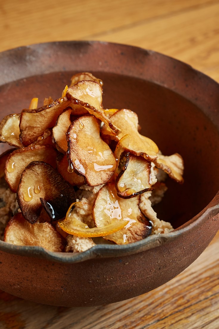 Roasted Jerusalem Artichoke In Teramiso And Ginger Syrup Recipe Great British Chefs