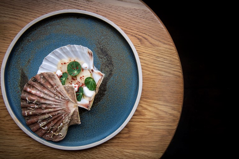 Raw Scallop with Apple, Coconut and Nasturtium Recipe Great British Chefs