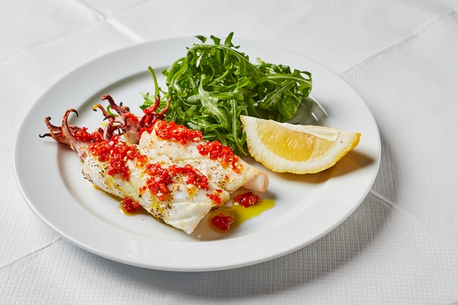 Squid with chilli and rocket