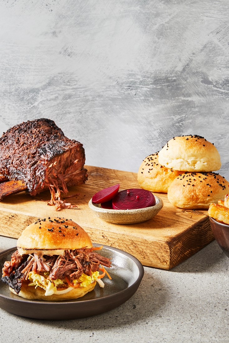 Short Rib Buns with Kimchi Coleslaw and Chips Recipe - Great British Chefs