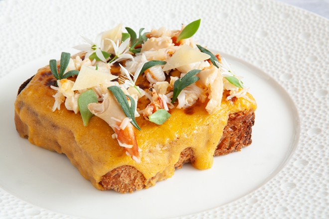 Crab and Le Gruyère AOP rarebit